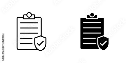 Insurance policy icon vector solid logo illustration. Flat and line style for graphic design, Website