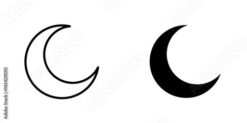 Moon icon vector solid logo illustration. Flat and line style for graphic design, Website