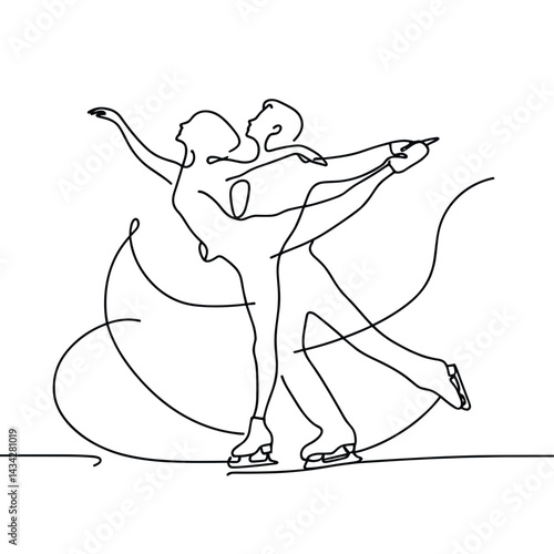 Figure Skaters in Love Performing Graceful Dance on Ice  