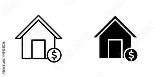 Mortgage icon vector solid logo illustration. Flat and line style for graphic design, Website