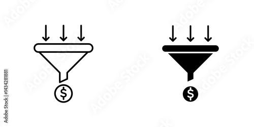Sales funnel icon vector solid logo illustration. Flat and line style for graphic design, Website