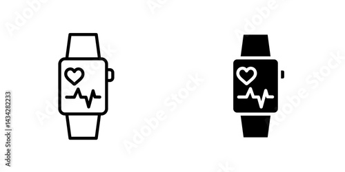 Smartwatch icon vector solid logo illustration. Flat and line style for graphic design, Website