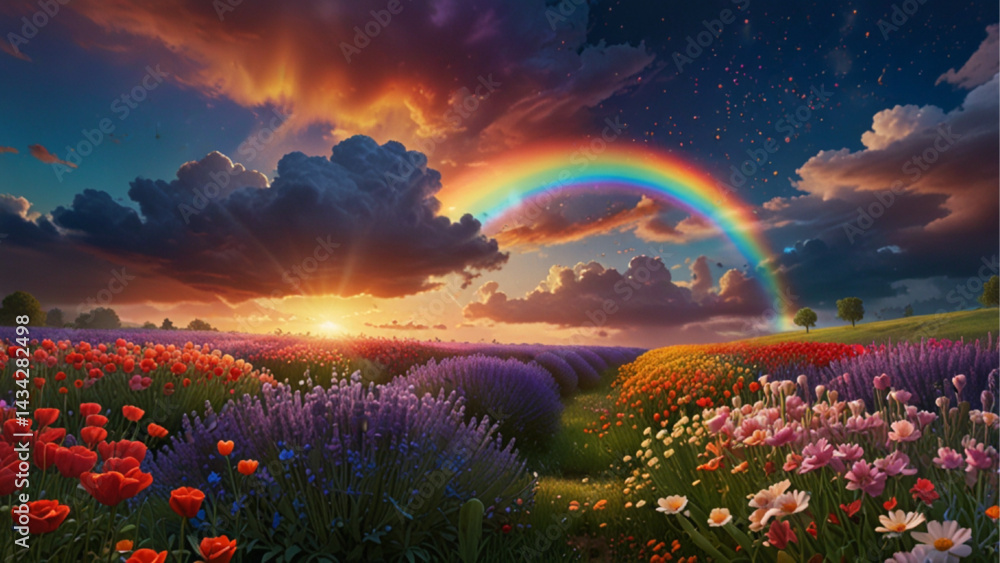 Obraz premium sunset over the meadow