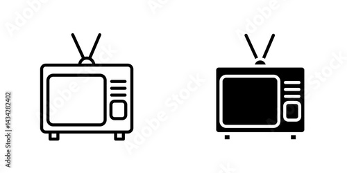 Television icon vector solid logo illustration. Flat and line style for graphic design, Website