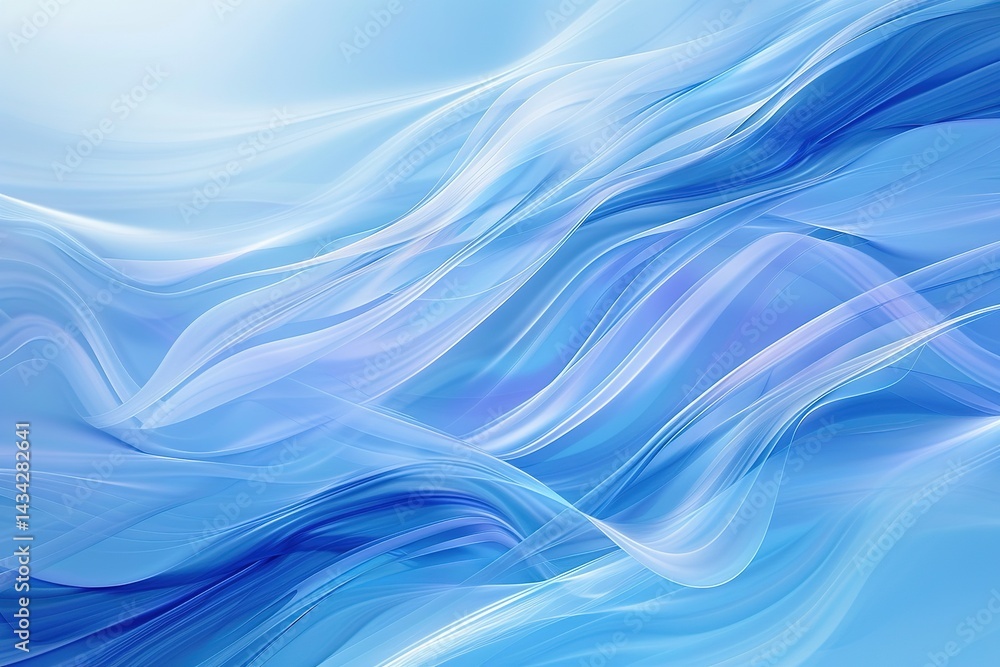 Obraz premium Abstract flowing lines with blue tones evokes fluidity and a sense of tranquility