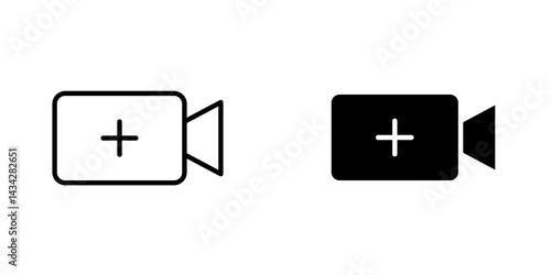 Video call icon vector solid logo illustration. Flat and line style for graphic design, Website