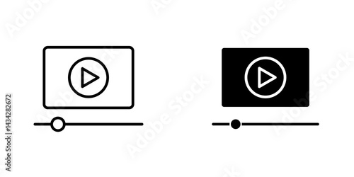 Video tutorial icon vector solid logo illustration. Flat and line style for graphic design, Website