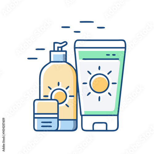 Sunscreen lotion symbolizing skin care and sun protection.