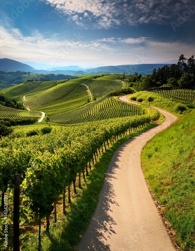 Wallpaper Mural Winding Path Through Lush Green Vineyard Hills Torontodigital.ca