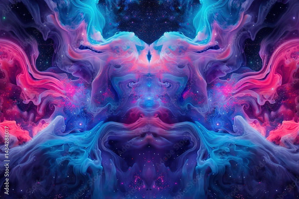 Fototapeta premium Abstract galactic nebula of pinks purples and blues with sparkling stardust details