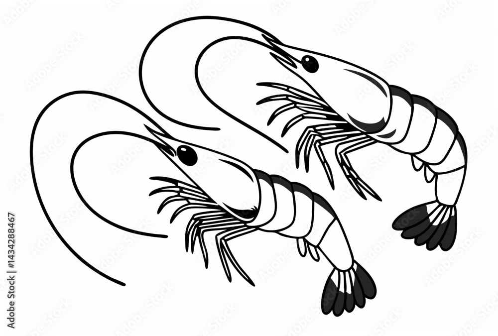 Fototapeta premium vector illustration of a cartoon shrimp