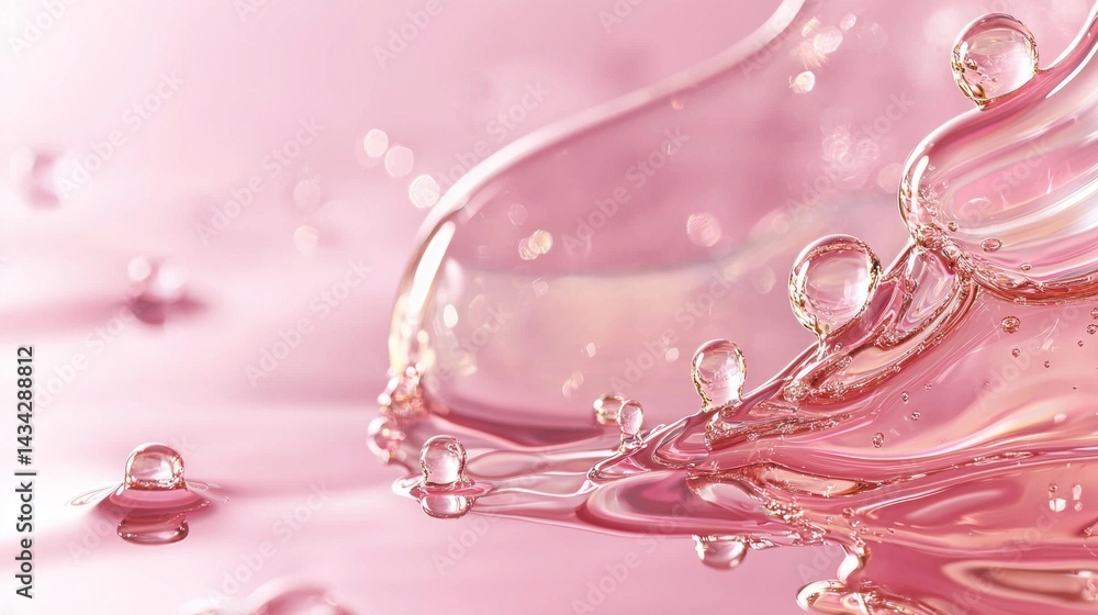 A pink liquid with many small droplets on it A pink liquid with many small droplets on it