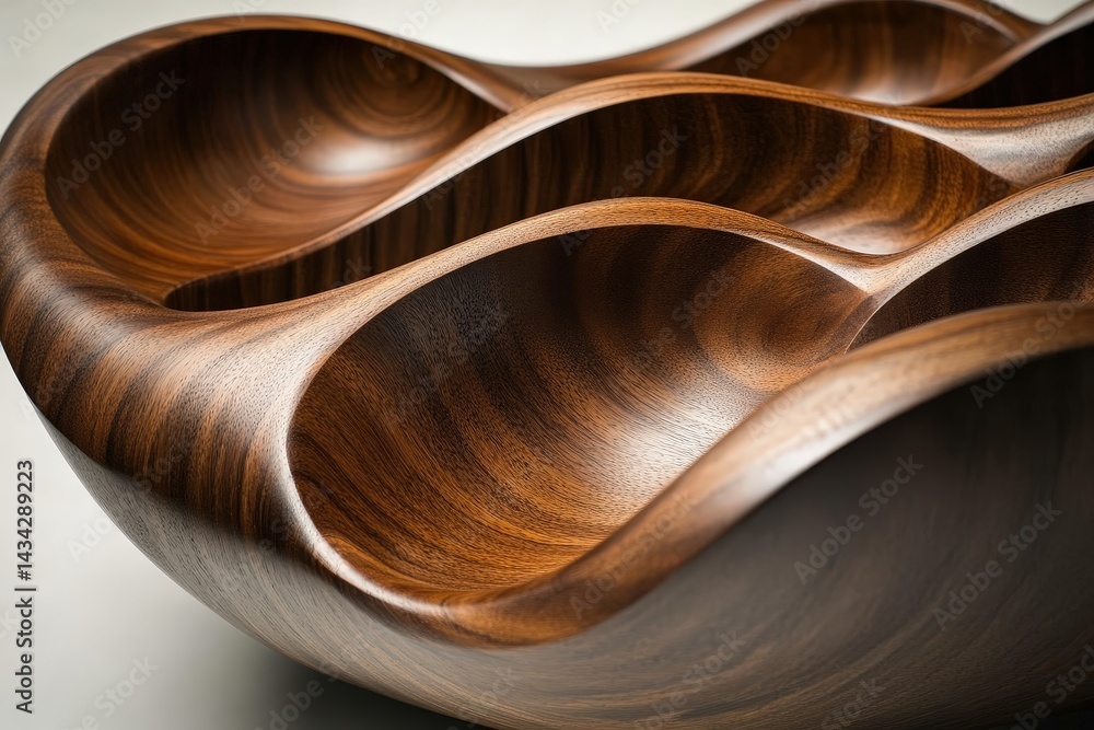 Intricate, sculpted wooden bowl with flowing curves. Intricate, sculpted wooden bowl with flowing curves.