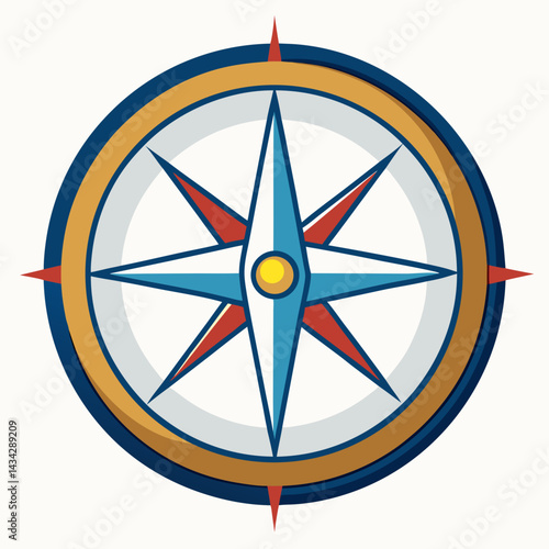 Compass Illustration Pointing North For Navigation And Exploration Isolated On White