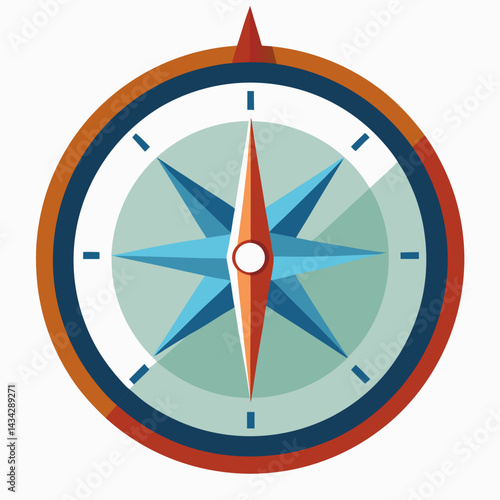 Colorful Compass Icon Flat Design For Travel And Exploration Concepts