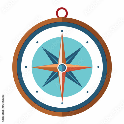 Dark Blue Compass Rose Vector Illustration On White Background Navigation Tool