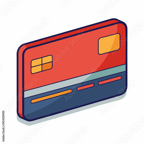 Isometric Red And Blue Credit Card Financial Instrument Vector Illustration