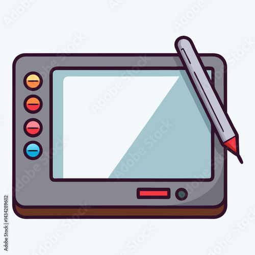 Drawing Tablet With Pen Design Vector Graphics And Digital Art Creation