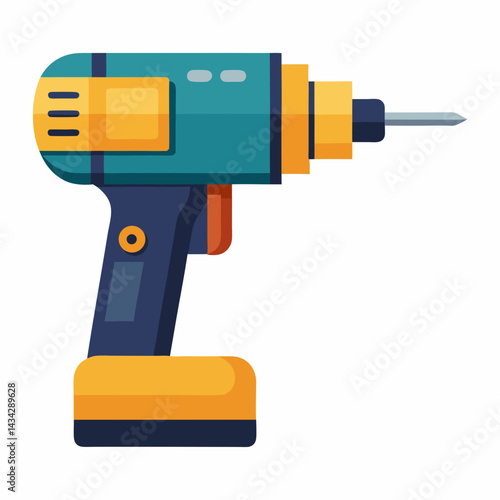 Isolated Cordless Drill Illustration For Construction And Home Improvement Projects