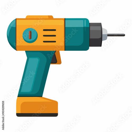 Modern Flat Design Cordless Drill Illustration On White Background