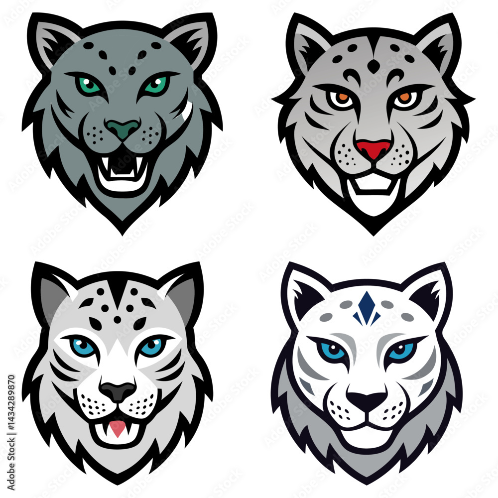 Fototapeta premium Snow Leopard head mascot logo design vector