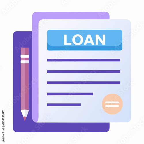 Loan Agreement With Pencil Icon Illustration Financial Document Sign