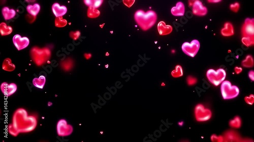 Find the perfect romantic ambiance with this seamless loop of glowing hearts. Ideal for Valentine's Day, weddings, or any love-themed project.