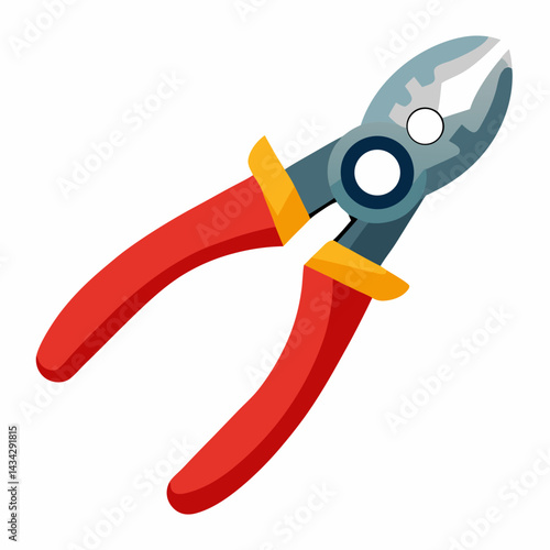 Two Pliers Cutters Hand Drawn Illustration Industrial Repair Tools Isolated
