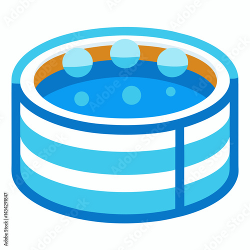 Cartoon Spa Hot Tub Icon With Bubbles For Relaxation And Leisure