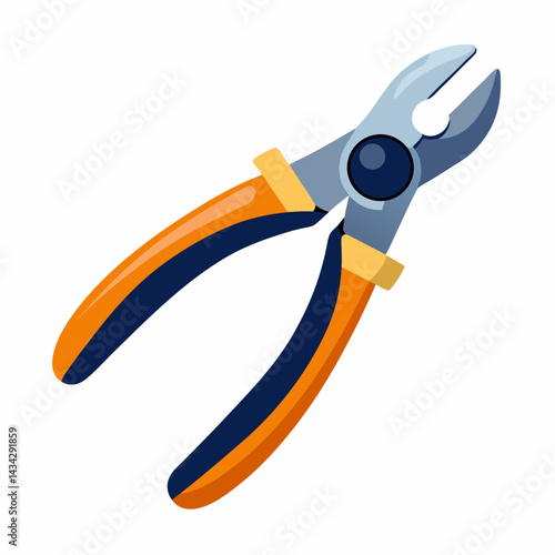 Vector Illustration Of Two Pliers With Gray Handles On White Background