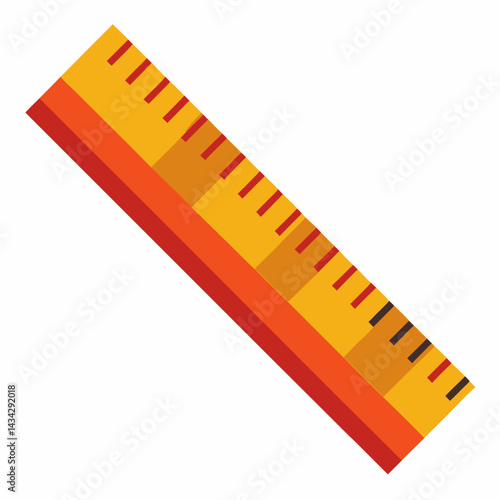 Colorful Flat Design Illustration Of A Ruler For Measuring And Drawing