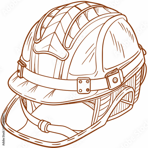 Outline Illustration Of A Protective Hockey Helmet With Visor
