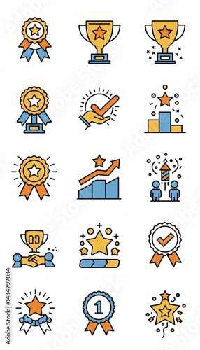set of icons for success motivation business hard work illustration vector