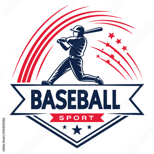 Baseball Player Swinging Bat Sport Emblem