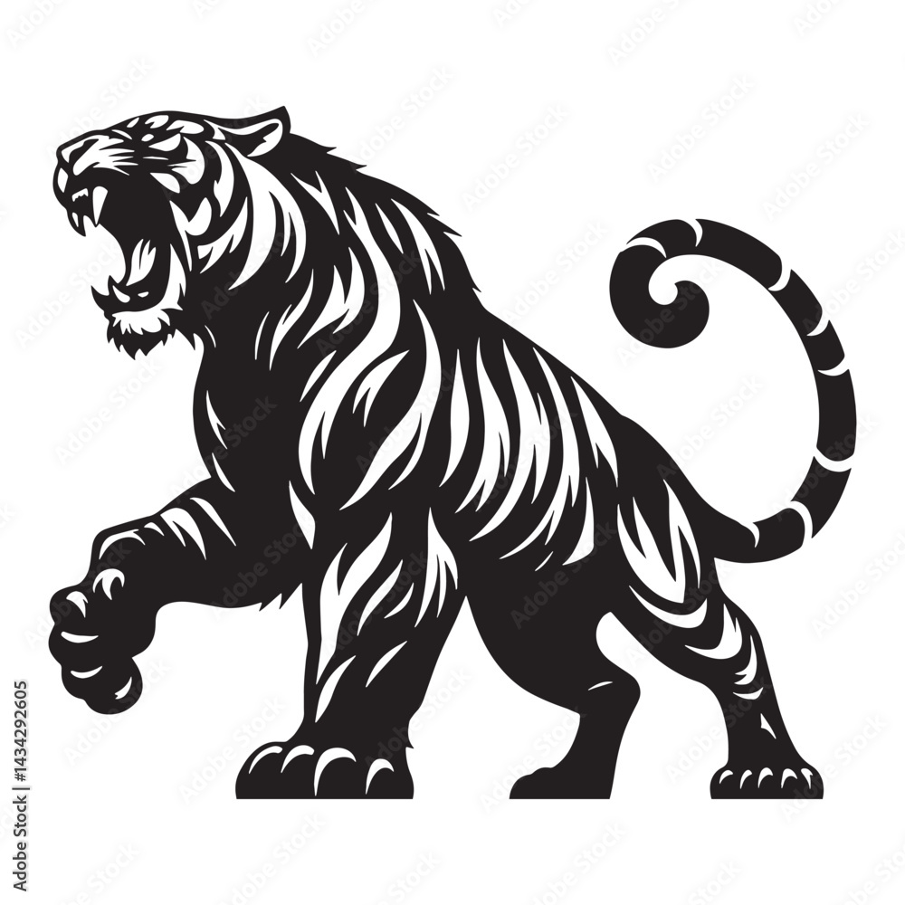 Bold and expressive angry tiger silhouette designed for digital art and print applications – angry tiger silhouette – angry tiger vector – angry tiger illustration – silhouette of angry tiger
Bold and expressive angry tiger silhouette designed for digital art and print applications – angry tiger silhouette – angry tiger vector – angry tiger illustration – silhouette of angry tiger
