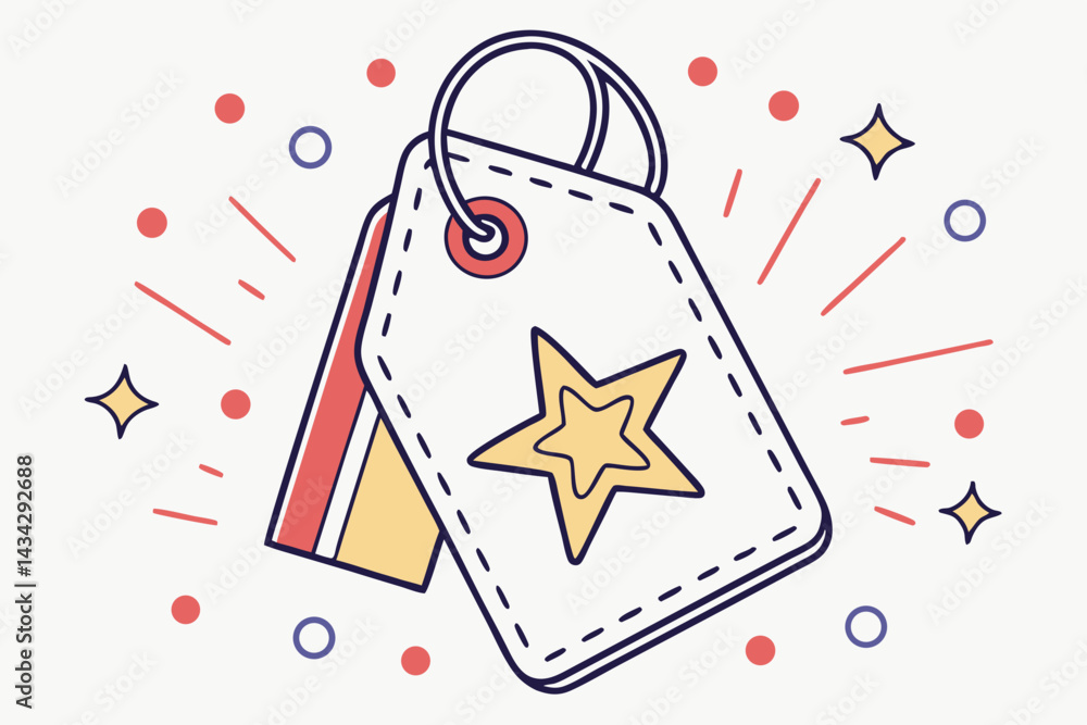 Fototapeta premium Shopping Tag Icon with Star Symbol