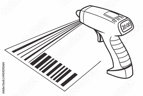 Barcode Scanner Icon with Emitting Signal