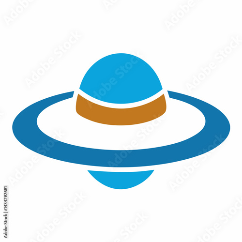 Minimalist Vector Graphic Of Planet Saturn Or A Ufo Illustration