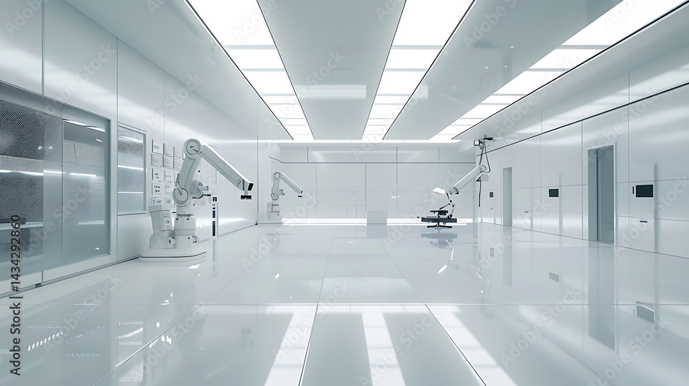 A robotic arm in a futuristic cleanroom, assembling components for robots used in autonomous robotic assembly for electric vehicles, EV-tech style A robotic arm in a futuristic cleanroom, assembling components for robots used in autonomous robotic assembly for electric vehicles, EV-tech style