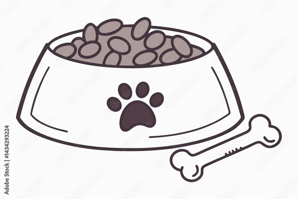 Minimal Pet Food Bowl with Paw Print Minimal Pet Food Bowl with Paw Print