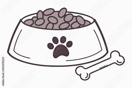 Minimal Pet Food Bowl with Paw Print