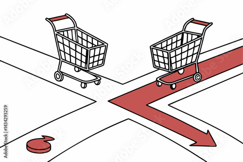 Minimal Two Shopping Carts Crossing Paths