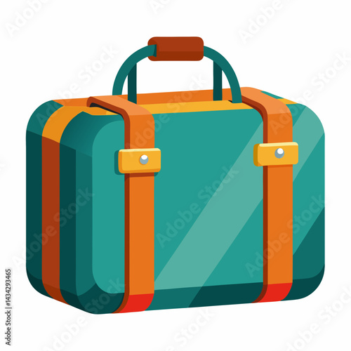 Teal Suitcase Isolated On White Background Travel Baggage Illustration