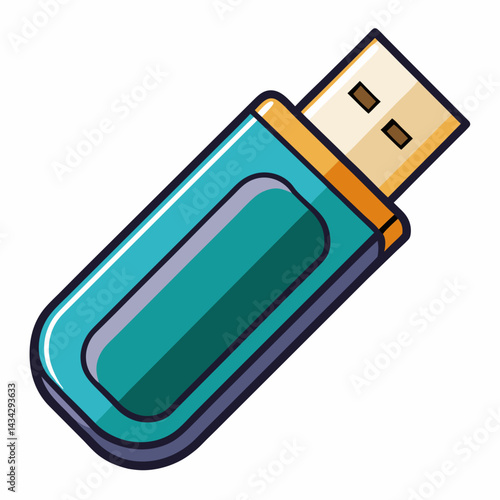 Illustration Of A Teal Usb Flash Drive For Data Storage