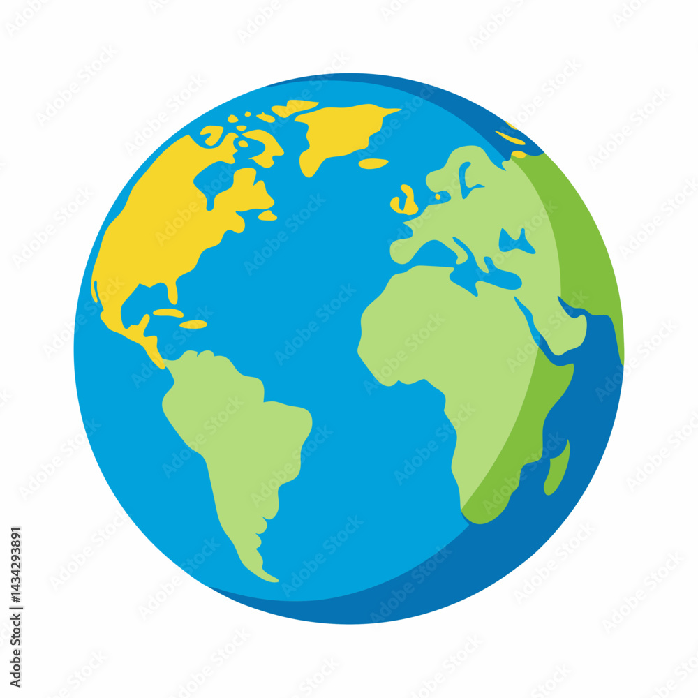Fototapeta premium Colorful Vector Globe Illustration Showing Continents And Oceans Earth Graphics