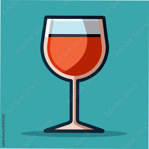 Elegant Stylized Wine Glass Illustration On A Teal Background