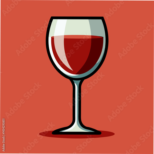 Red Wine Glass Illustration Elegant Drink Design On Red Background