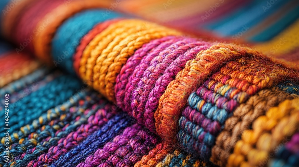Vibrant Knitted Fabric Roll with Textured Stitching and Multicol Vibrant Knitted Fabric Roll with Textured Stitching and Multicol