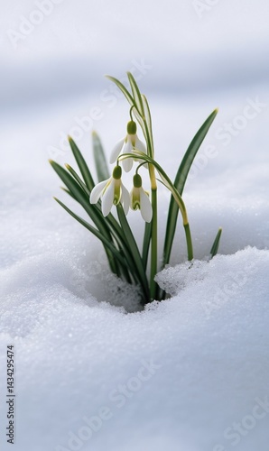 Wallpaper Mural Delicate white snowdrops emerge from a blanket of snow Torontodigital.ca