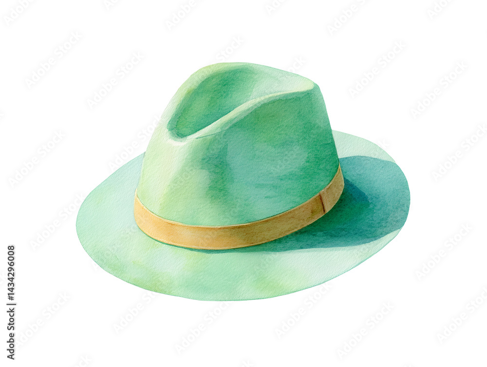 A green hat with a yellow band